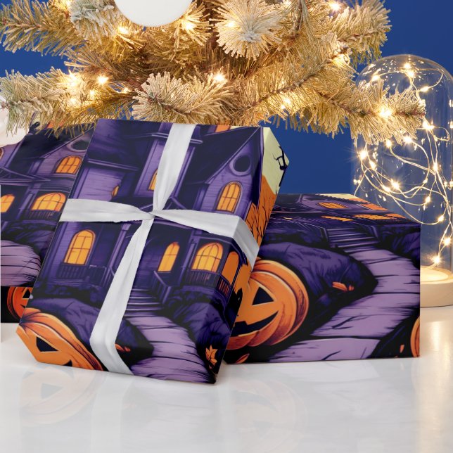 Spooky Haunted House Halloween Wrapping Paper (Holidays)