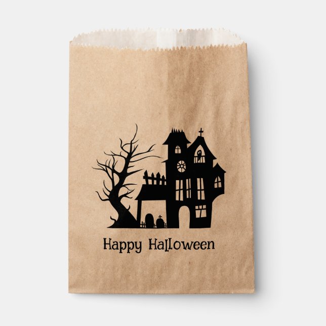 Spooky haunted house. Happy Halloween Kids treats Favour Bag (Front)