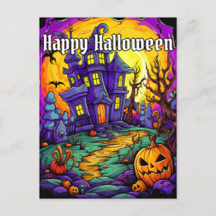Spooky Haunted House   Happy Halloween Postcard