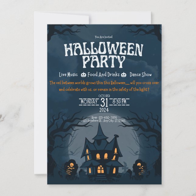 Spooky Haunted House Party Invite (Front)