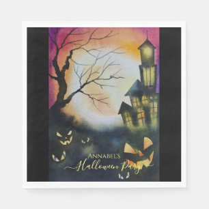Spooky haunted house personalized napkin