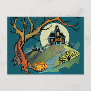 Spooky Haunted House Postcard