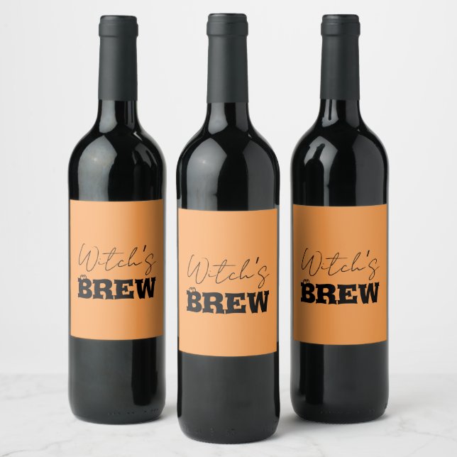 Spooky Haunted House & Witch Silhouette |  Wine Label (Bottles)