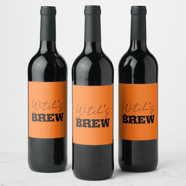 Spooky Haunted House & Witch Silhouette |  Wine Label (Bottles)