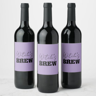 Spooky Haunted House & Witch Silhouette    Wine Label