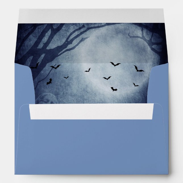 Spooky Haunted House with Blue Ghost Envelope (Back (Bottom))