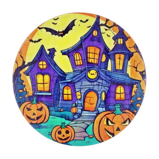 Spooky Haunted Mansion Art Cutting Board (Front)