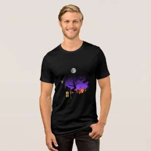 Spooky Haunted Night Halloween Tri-Blend Shirt
