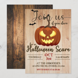 Spooky Haunted Pumpkin Carving Halloween Scary Invitation