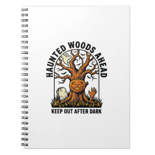 Spooky Haunted Tree Vintage Halloween Warning Shir Notebook