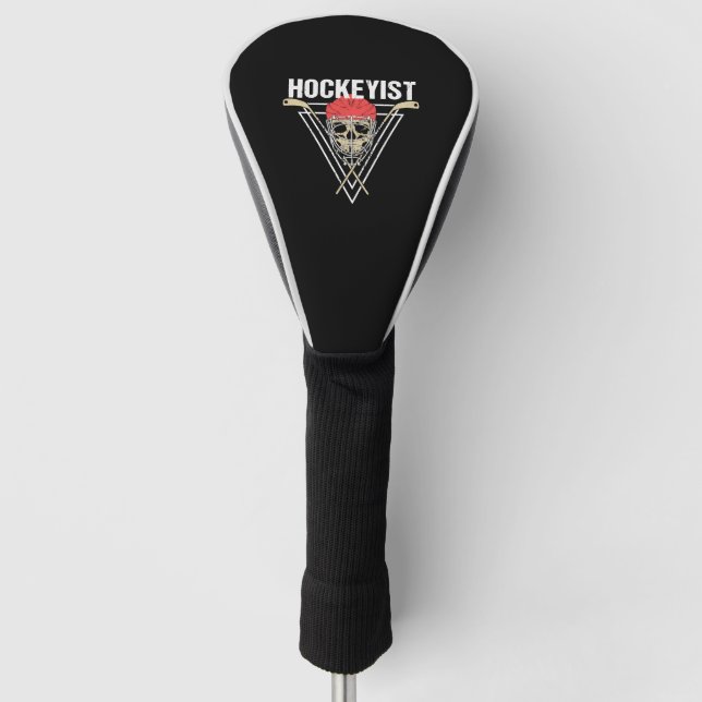 Spooky Hockey Player Enforcer Halloween Skull Bone Golf Head Cover (Front)