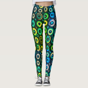 Spooky Horror Blue Green Monster Eyeball Halloween Leggings