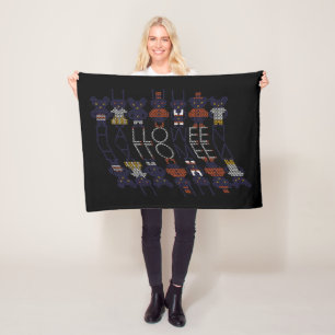 Spooky Horror Stick Cross Halloween Monsters Fleece Blanket