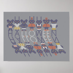 Spooky Horror Stick Cross Halloween Monsters Poster