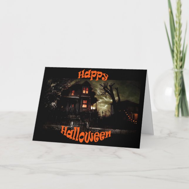spooky house3 halloween greeting card (Front)