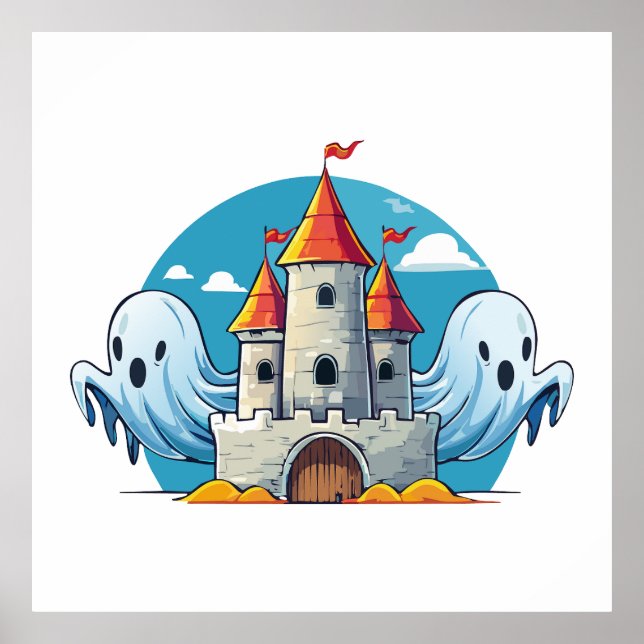 spooky house and ghost poster (Front)