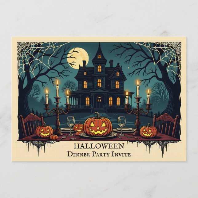 Spooky House Halloween Dinner Party Invitation (Front)