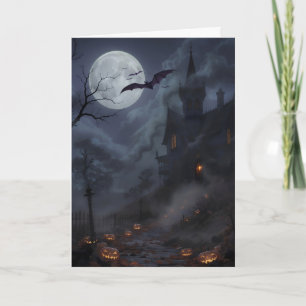 Spooky House Halloween Holiday Card