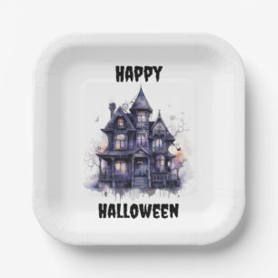 Spooky House Happy Halloween Party  Paper Plate