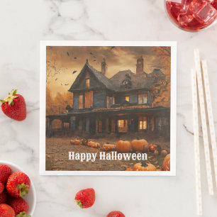Spooky House Pumpkin Halloween Collection Napkin