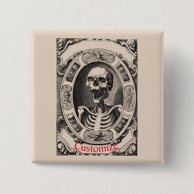 Spooky Human Skull Thunder_Cove  2 Inch Square Button (Front)