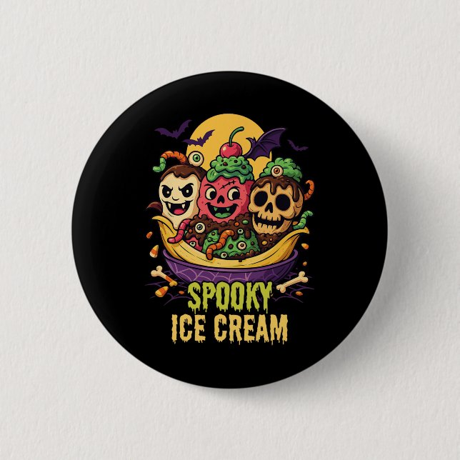 Spooky Ice Cream Dessert Halloween Design  2 Inch Round Button (Front)