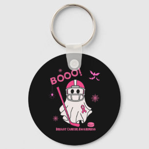 Spooky Ice Hockey Halloween Breast Cancer Awarenes Keychain