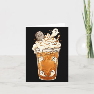 Spooky iced coffee halloween ghosts latte fall card