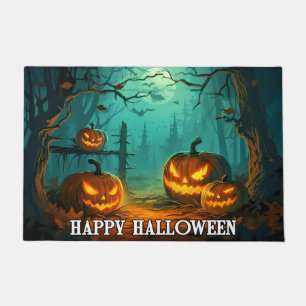 Spooky Illuminating Pumpkins Happy Halloween Doormat