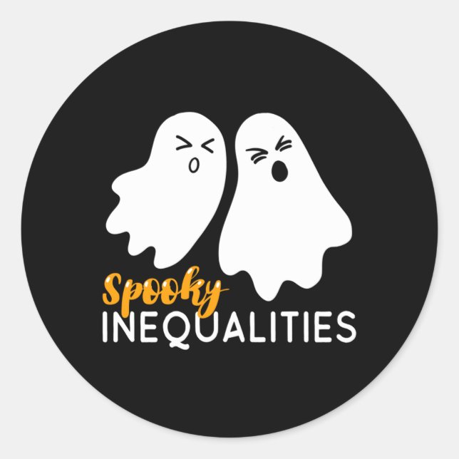 Spooky Inequalities Ghosts - Halloween Math Classic Round Sticker (Front)