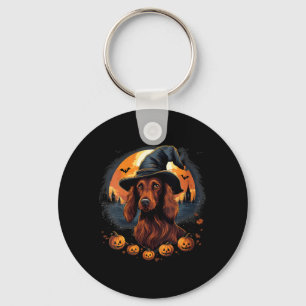 Spooky Irish Setter Dog Witch Halloween V-Neck Keychain
