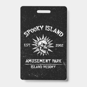 Spooky Island Est 2002 Amusement Park Skull Badge