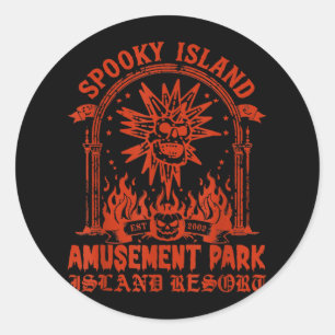 Spooky Island Est 2002 Amusement Park Skull Hallow Classic Round Sticker