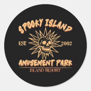 Spooky Island Est 2002 Amusement Park Skull Hallow Classic Round Sticker