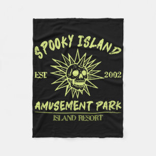 Spooky Island Est 2002 Amusement Park Skull Hallow Fleece Blanket