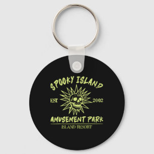 Spooky Island Est 2002 Amusement Park Skull Hallow Keychain