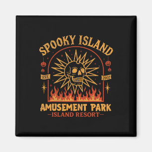 Spooky Island Est 2002 Amusement Park Skull Hallow Magnet