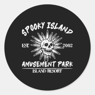 Spooky Island Retro Halloween Skull 90s Halloween  Classic Round Sticker
