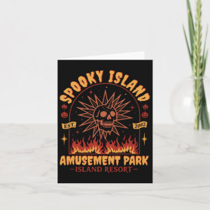 Spooky Island Vintage Skull Flame Retro Halloween Card