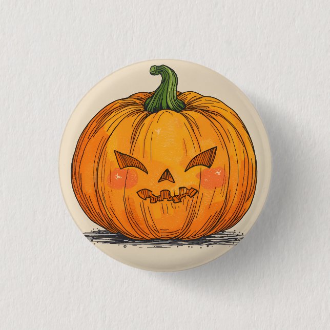 Spooky Jack O' Lantern 1 Inch Round Button (Front)