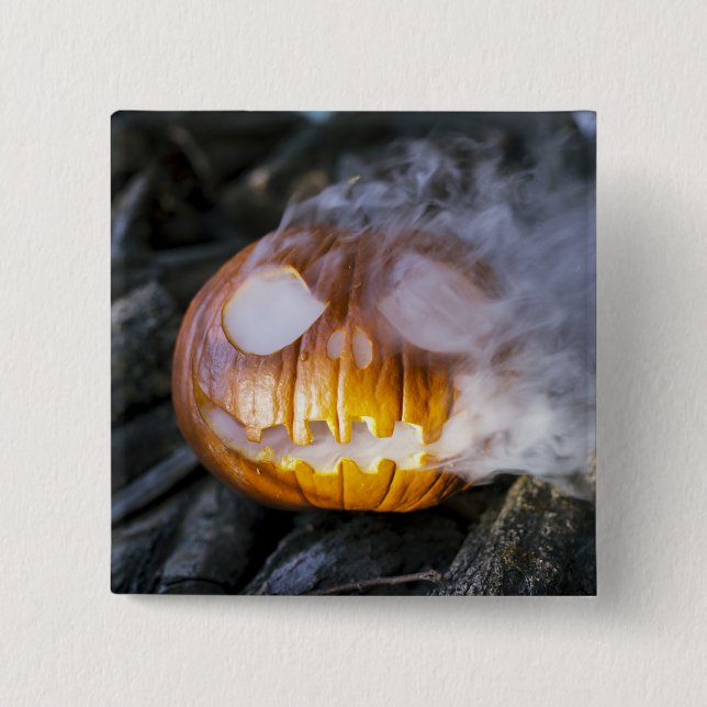 Spooky Jack-o-lantern 2 Inch Square Button (Front)