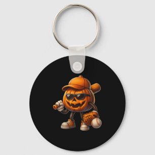 Spooky Jack O Lantern Baseball Halloween Costumes Keychain