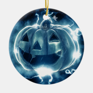 Spooky Jack-o-Lantern Ceramic Ornament