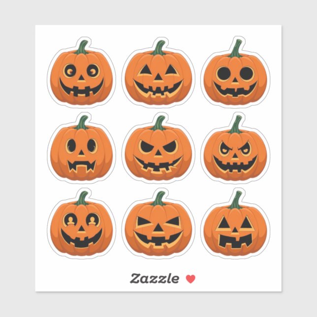 Spooky Jack-o’-Lantern Faces Scrapbook Stickers (Sheet)