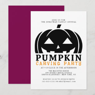 Spooky Jack O Lantern Halloween Carving Party  Invitation