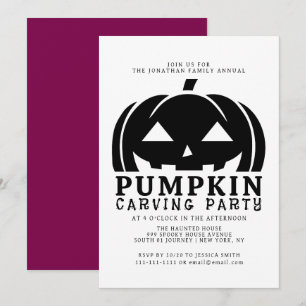 Spooky Jack O Lantern Halloween Carving Party Invitation
