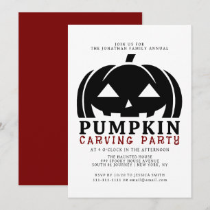 Spooky Jack O Lantern Halloween Carving Party  Invitation