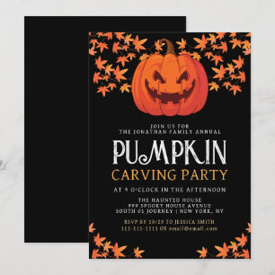 Spooky Jack O Lantern Halloween Carving Party Invitation