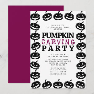 Spooky Jack O Lantern Halloween Carving Party Invitation
