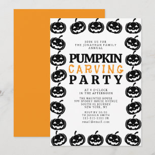 Spooky Jack O Lantern Halloween Carving Party Invitation